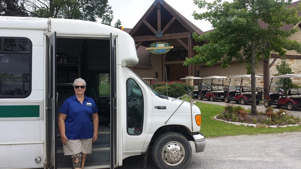 Shuttle bus at Mill Creek Ranch Resort with driver