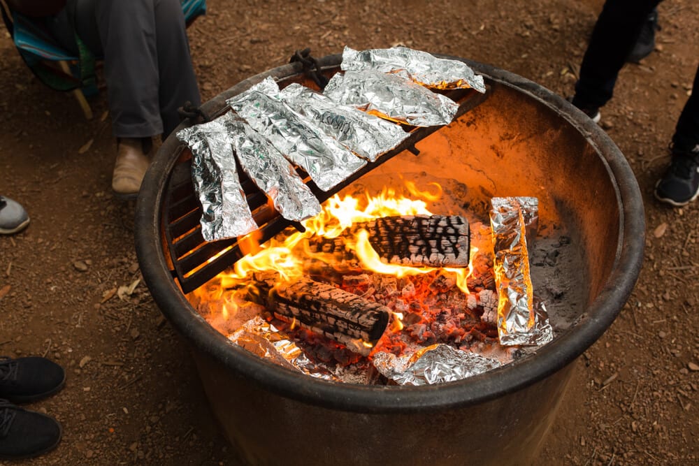 Photo of a Group Roasting One of These Tasty Campfire Dinner Recipes.